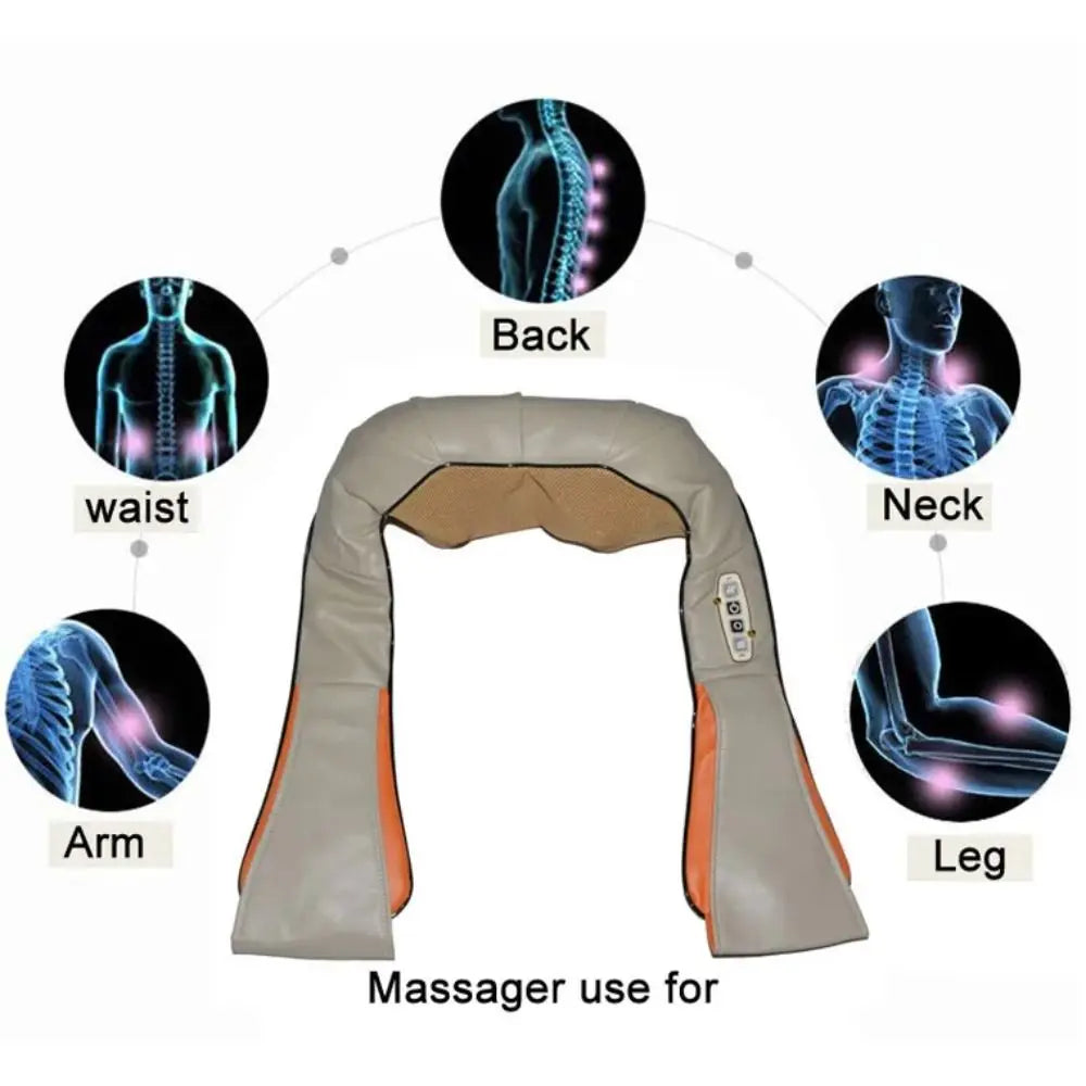 Zalloro - Heated PU Leather Kneading Massager – Infrared U-Shaped Shoulder & Neck Massage Shawl