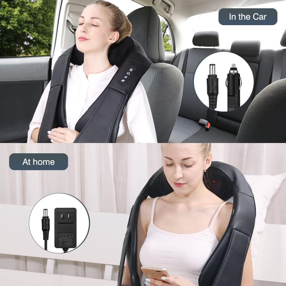 Zalloro - Heated PU Leather Kneading Massager – Infrared U-Shaped Shoulder & Neck Massage Shawl