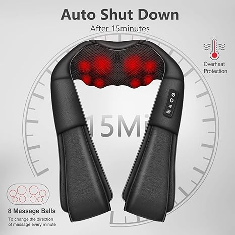Zalloro - Heated PU Leather Kneading Massager – Infrared U-Shaped Shoulder & Neck Massage Shawl