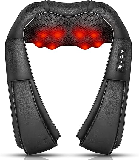 Zalloro - Heated PU Leather Kneading Massager – Infrared U-Shaped Shoulder & Neck Massage Shawl